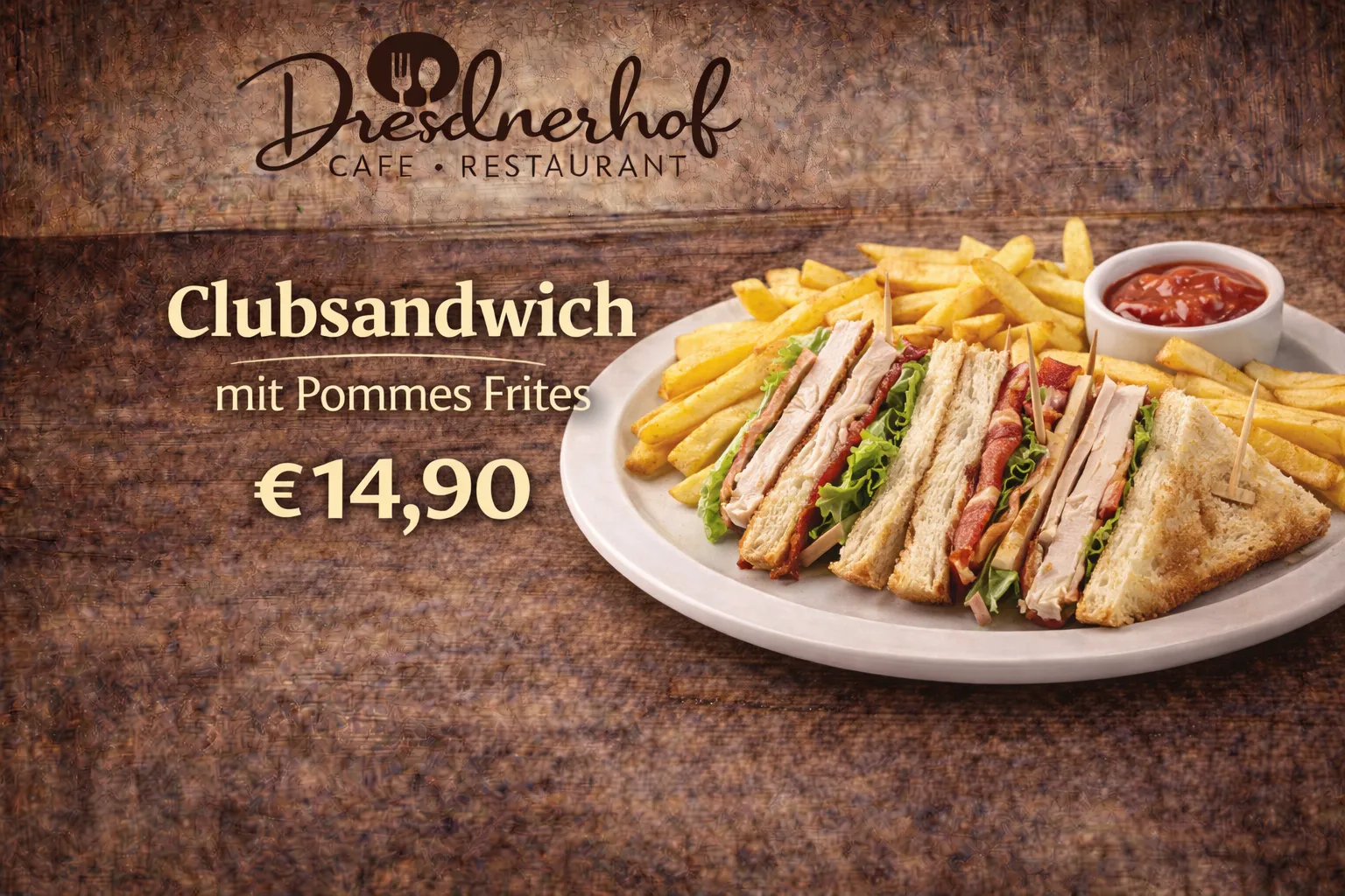 Clubsandwich mit Pommes
